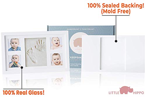 Baby Handprint Kit by Little Hippo |Deluxe Size + NO Mold| Baby Picture Frame & Non Toxic Clay! Baby Footprint kit, Perfect for Baby Boy Gifts, and Baby Girls Gifts! (White, Deluxe) - MyShoppingSpot