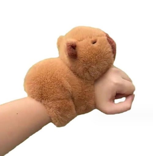 Capybara Plush Toy Slap Bracelet with Turtle Backpack