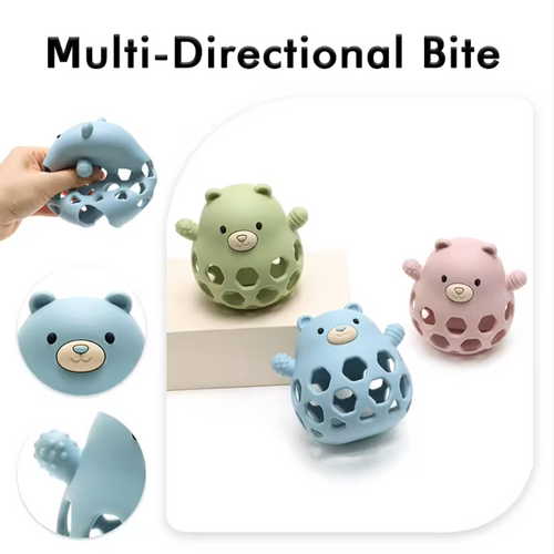 Bear-Shaped Silicone Teether & Rattle