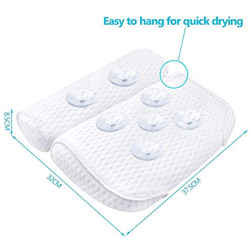 AmazeFan Bath Pillow, Bathtub Spa Pillow with 4D Air Mesh Technology and 7 Suction Cups, Helps Support Head, Back, Shoulder and Neck, Fits All Bathtub, Hot Tub and Home Spa - MyShoppingSpot