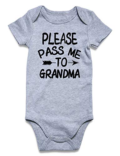 Baby Girl Onesie Funny Letter Outfits for Baby Boy with Grandma Clothing Newest Member Romper 3-6 Months Boys Clothing Please Pass ME to Grandma Onesies Cotton Bodysuit Newborn Girls