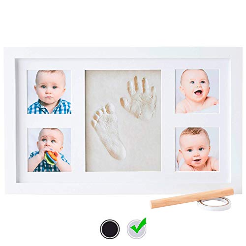 Baby Handprint Kit by Little Hippo |Deluxe Size + NO Mold| Baby Picture Frame & Non Toxic Clay! Baby Footprint kit, Perfect for Baby Boy Gifts, and Baby Girls Gifts! (White, Deluxe) - MyShoppingSpot