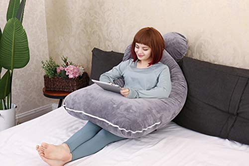 Pregnancy Pillow, U Shaped Full Body Pillow for Maternity Support, Sleeping  Pillow with Cover for Pregnant Women (Grey)…