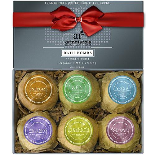 ArtNaturals Bath Bombs Gift Set - 6 Bubble Bath Bomb Fizzies - w/Essential Oils, Shea & Cocoa Butter - Aromatherapy for Spa & Relaxing - for Moisturizing Dry Skin - for Women, Kids & Men - MyShoppingSpot