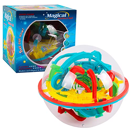 Maze Ball, 3D Interactive Maze Sphere Game (16cm, 6.3’’) with 118 Obstacles Labyrinth Puzzle Ball Kids Education Toys Magical Brain Teasers Boy Gifts