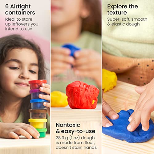 Arteza Kids Play Dough, 8 Ocean Molds, 6 Colors, 1-oz Tubs, Soft, Art Supplies for Kids Crafts, Learning Centers