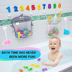 Baby Bath Toy Organizer - Shark (2 Bath Toy Storage Nets, 8 Toy Numbers & 10 Strong Hooks) – Great Bath Net for Kids – Cute Bathtub Toy Organizer and Bath/Shower Caddy Storage Solution