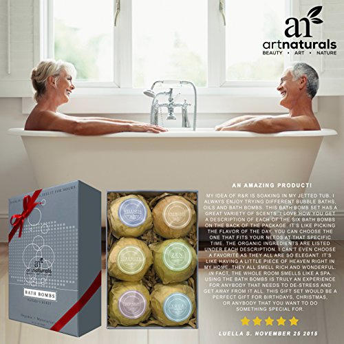 ArtNaturals Bath Bombs Gift Set - 6 Bubble Bath Bomb Fizzies - w/Essential Oils, Shea & Cocoa Butter - Aromatherapy for Spa & Relaxing - for Moisturizing Dry Skin - for Women, Kids & Men - MyShoppingSpot