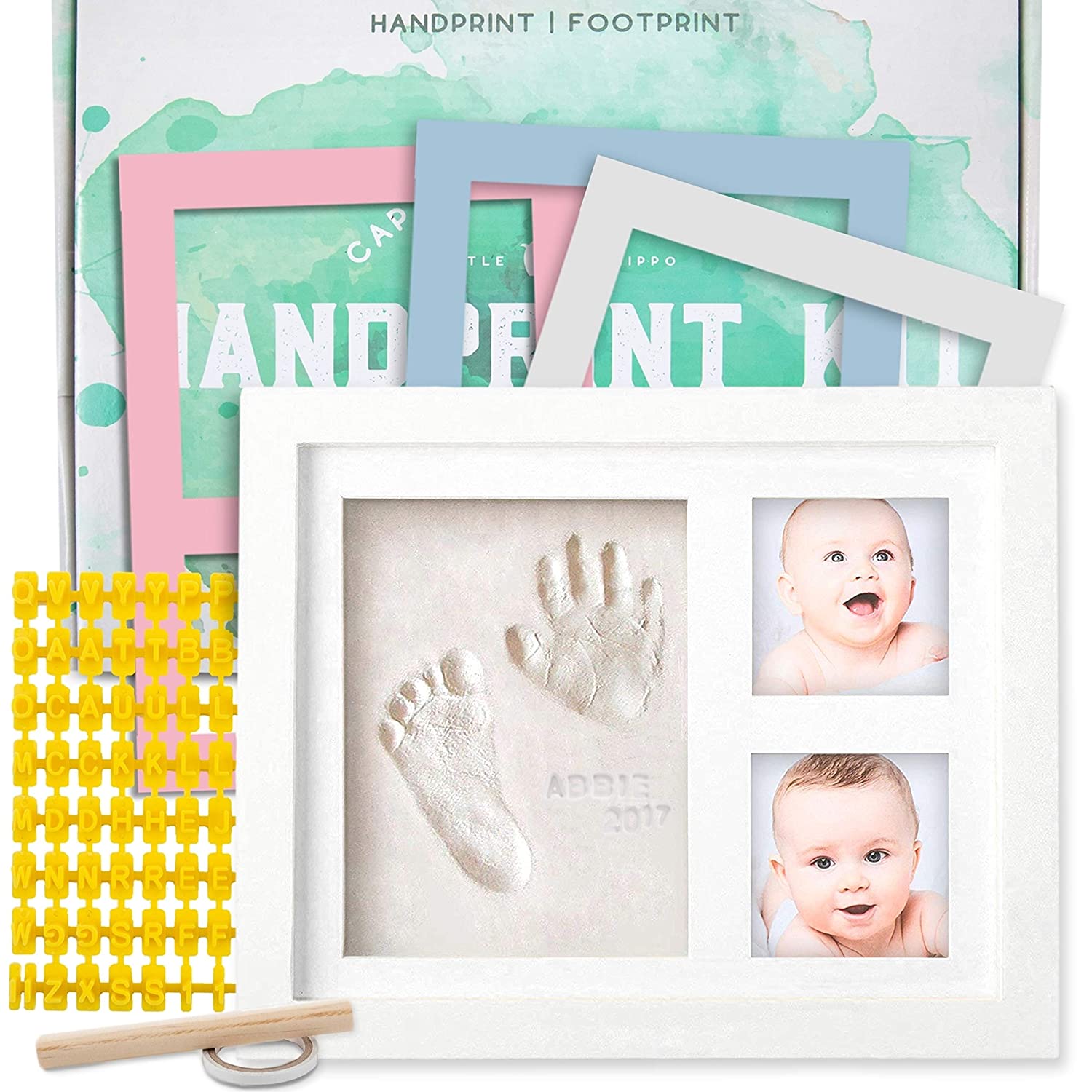 Alasum 16 Pcs Baby Hundred Days Inkpad Hand Print Mold Kit Baby Hand Print  Ornament Baby Hand Print Casting Kit Baby Mold Handmade Gifts Newborn